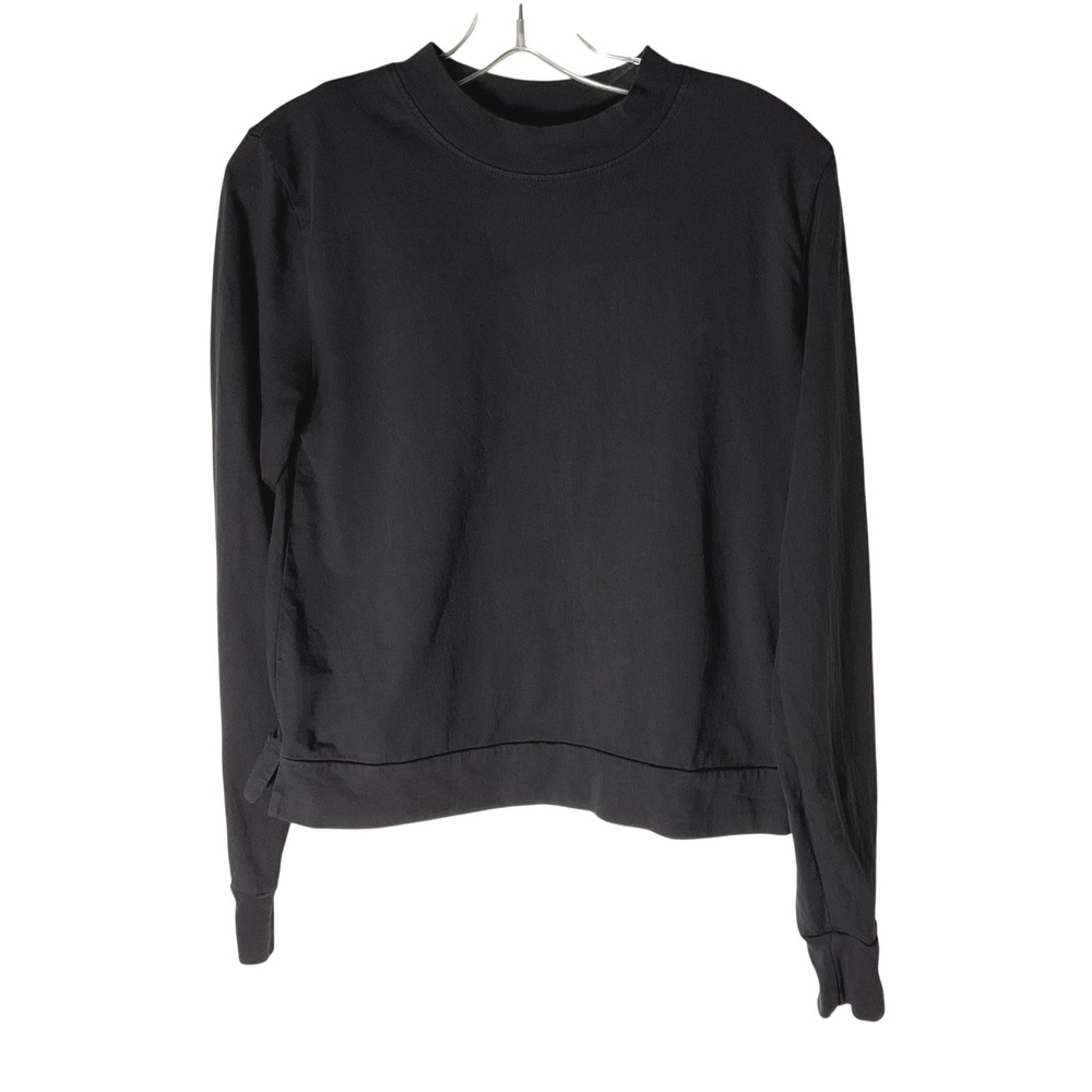 Pact Organic Cotton Crewneck Long Sleeve Sweatshirt Tee Dark Gray Womens Size XS